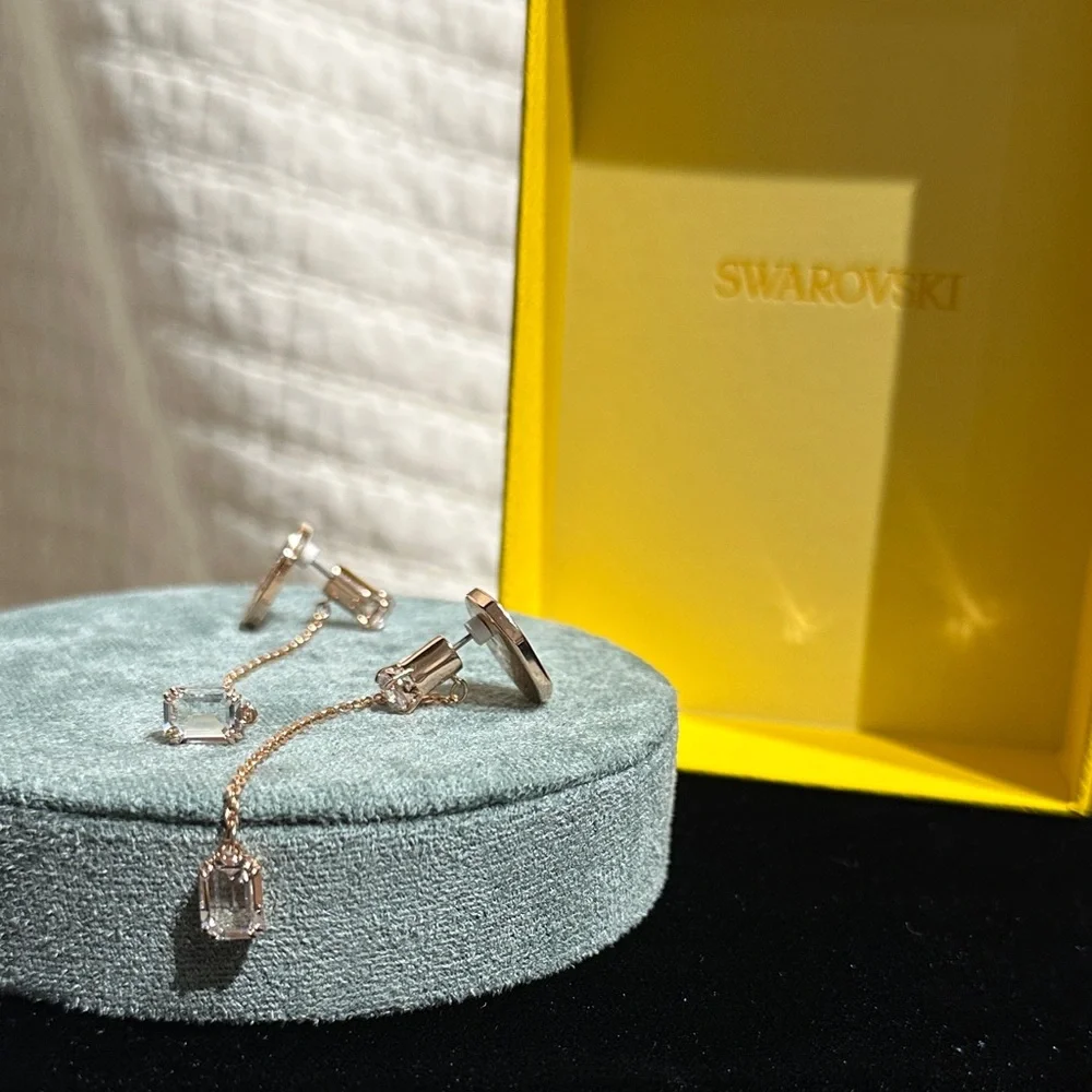 SWAROVSKI Swan Drop Signum Plated Earrings MSRP $180 - Picture 6 of 7